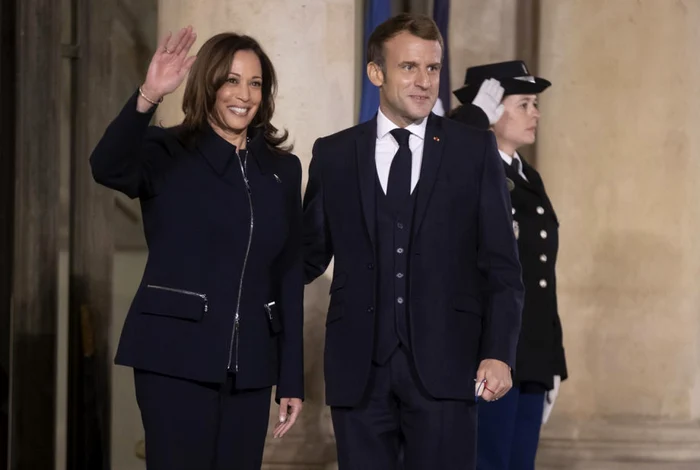 Kamala Harris şi Emmanuel Macron înainte de întrevederea de la Paris FOTO EPA-EFE