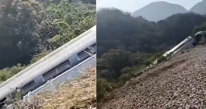 Un tren cu 250 de pasageri a deraiat în Mexic / foto: colaj captură video
