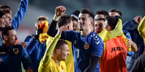 Jucatorii echipei Romania U21 reactioneaza la finalul meciului contra echipei Danemarca U21 FOTO Mediafax / Alexandru Dobre