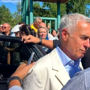 Călin Georgescu la Mănăstirea Dobrovăț, în timpul vizitei sale în județul Iași