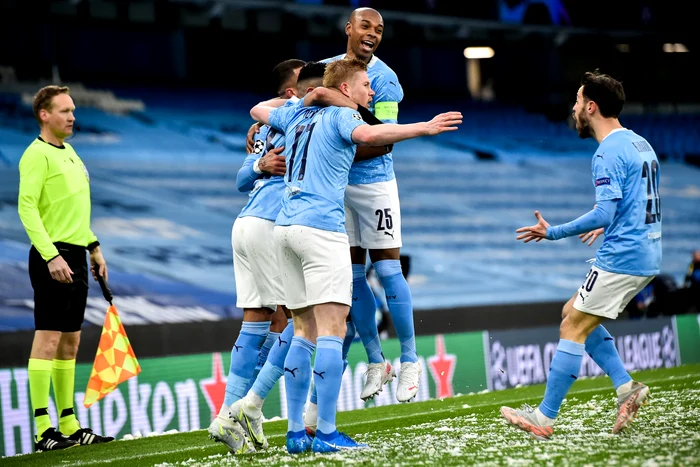 Jucătorii lui Manchester City jubilează după golFoto: EPA-EFE