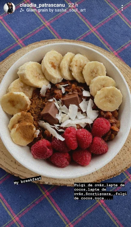Aşa arată micul dejun al Claudiei Pătrăşcanu foto: Instagram