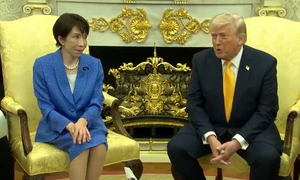 Prim-ministrul japonez Sanae Takaichi și Donald Trump la Washington FOTO: X/@atrupar
