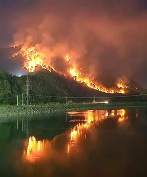 Incendiu de proporții pe Valea Oltului în comuna Racovița Vâlcea Foto Primăria Racovița
