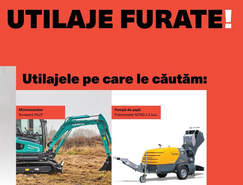 O firmă din Cluj oferă recompensă 1.000 de euro pentru recuperara unor utilaje închiriate. „Poliția ce face?” 