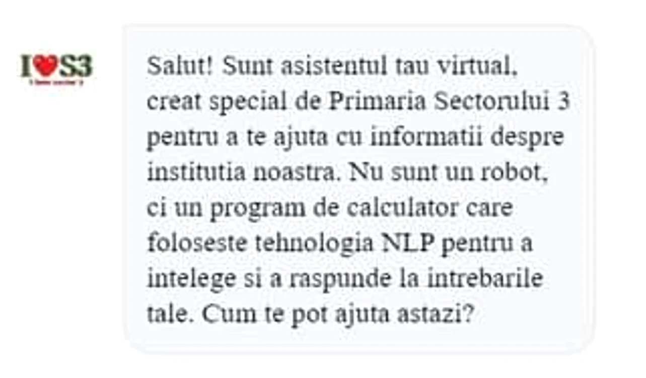 Asistentul virtual cu IA de pe site-ul Primariei sectorului 3 -  Foto Facebook 
