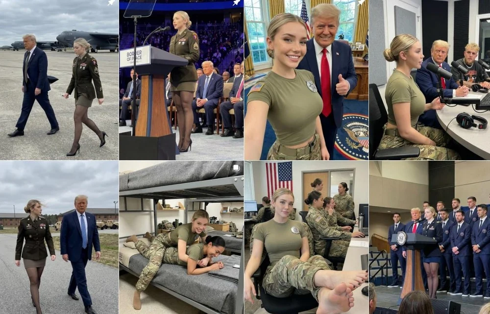 Susținătorii MAGA, păcăliți de „soldatul blond” Jessica Foster, un model pro-Trump creat cu AI, care a strâns peste un milion de urmăritori