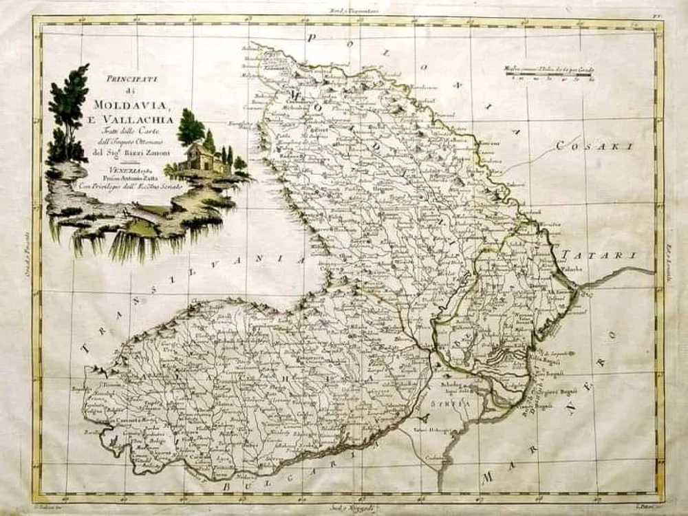 Harta principatelor Moldovei şi Ţării Româneşti FOTO Wikipedia.org