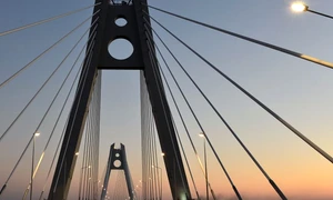 Noul pod de la Agigea - cel mai mare pod hobanat din România Sursă foto APMC