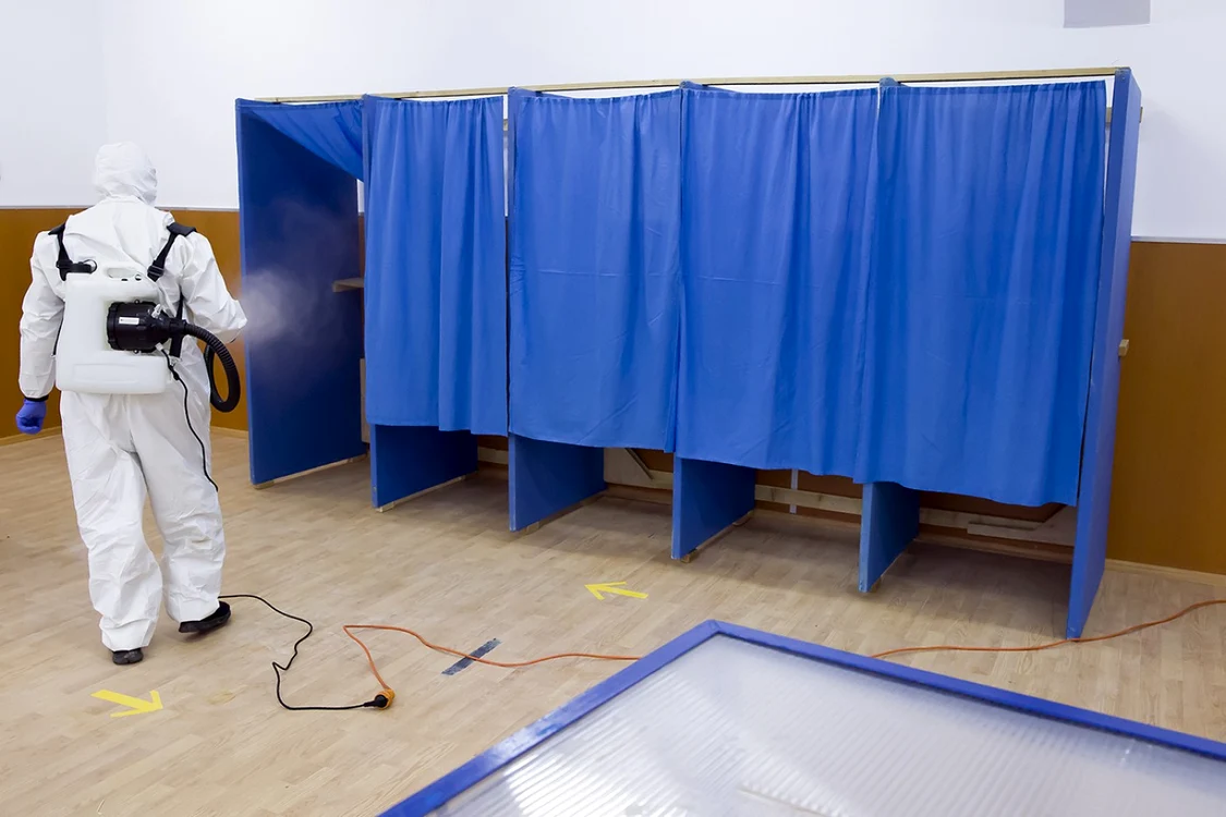 sectie de votare dezinfectare Galati 2