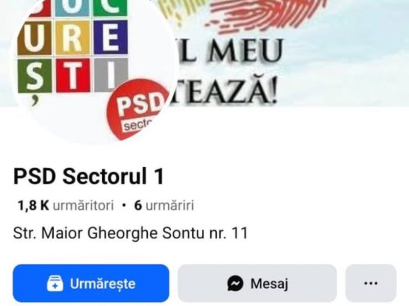 PSD Sector 1 avertizează cu privire la existența unei pagini false cu același nume