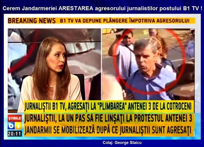 Barbatul din medalion este cel care a lovit-o pe jurnalista. Colegii ei au cerut arestarea agresorului