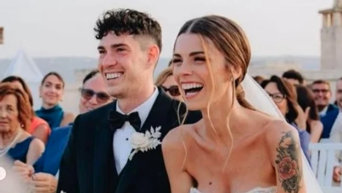 Alessandro Bastoni și soția Camilla Bresciani, la nuntă  FOTO Facebook