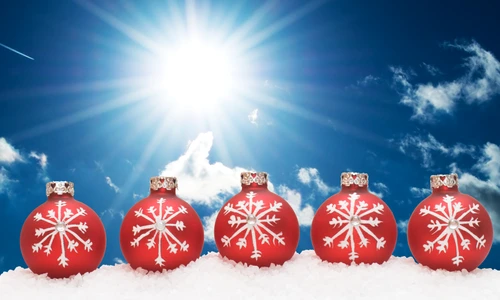 christmas balls with sun shining jpg