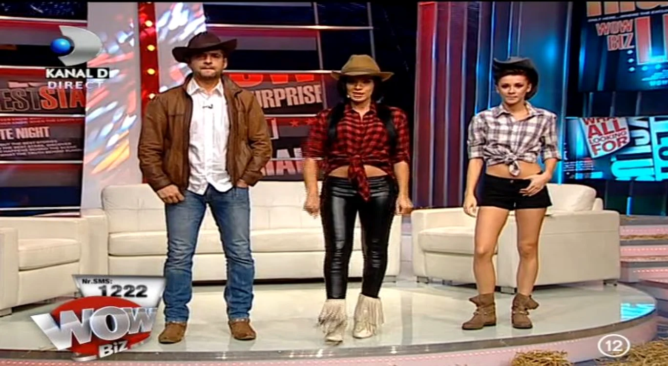 Adelina Pestriţu s-a îmbrăcat ca în vestul sălbatic, special pentru trupa Rednex (captură: Kanal D)