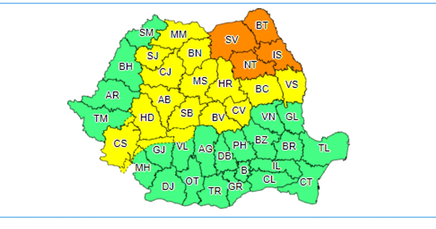 
    Meteorologii au emis o avertizare cod galben   