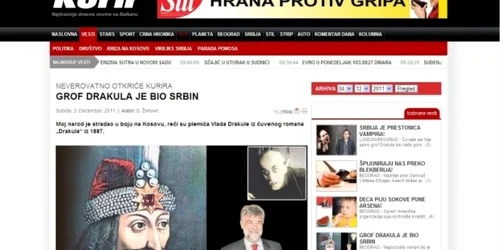 Sârbii îl revendică pe Vlad Ţepeş, potrivit publicaţiei Kurir 