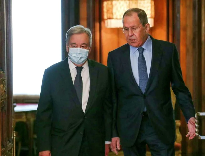 Guterres susţine că a venit la Moscova în calitate de ”mesager al păcii”, având obiectivul ”să salveze vieţi şi să reducă suferinţa”. Foto Twitter