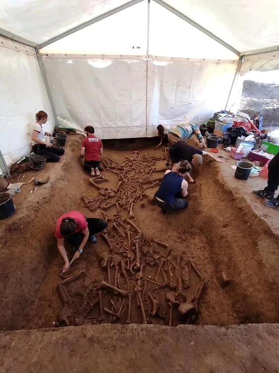 Arheologii cercetează schelete la situl Vráble din Slovacia (© Katharina Fuchs)