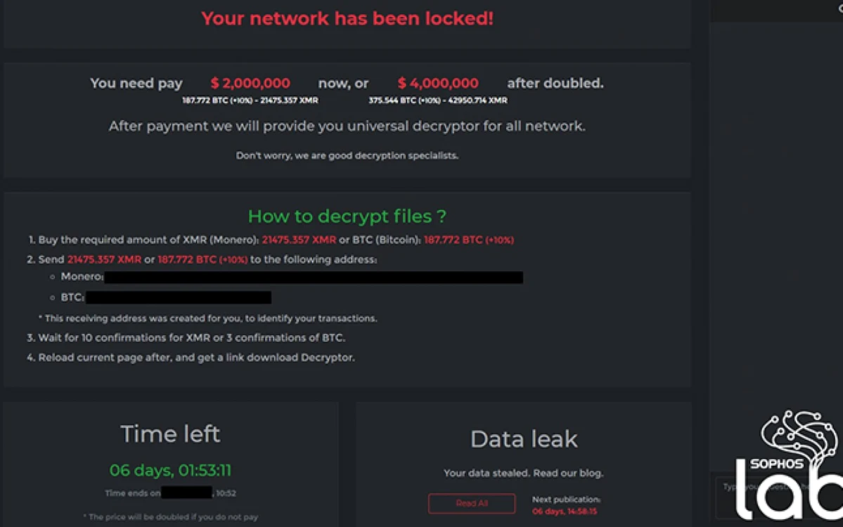 Atac ransomware. FOTO SophosLabs