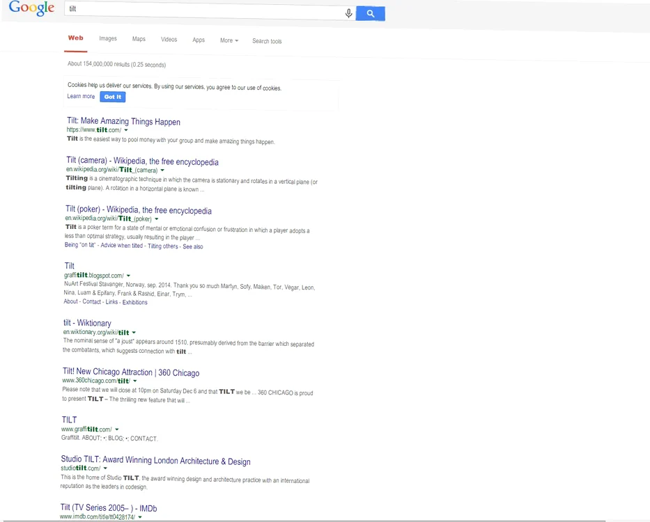Asta păţeşti dacă scrii tilt şi apeşi enter în google