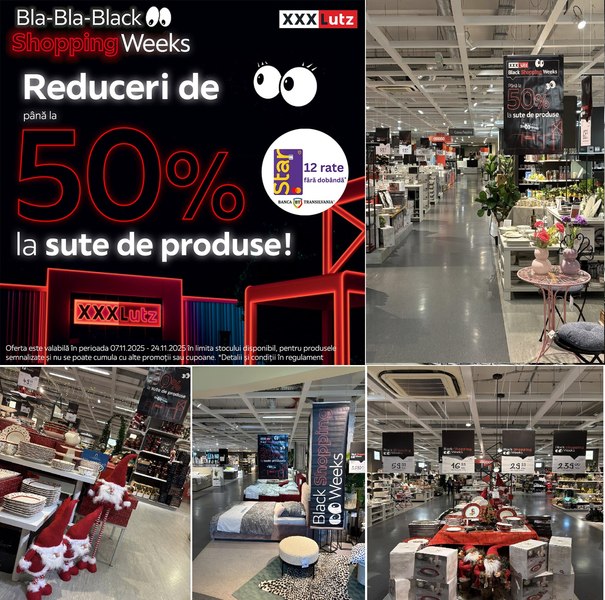 Black Friday 2025 „Bla-Bla Black Shopping Weeks” la XXXLutz: transformă-ți casa de sărbători cu piese spectaculoase și reduceri de până la 50%