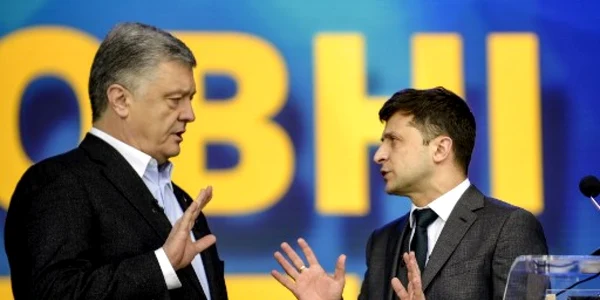 Dezbatere Petro Porosenko si Volodimir Zelenski FOTO AFP