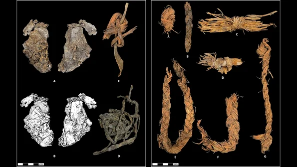 Pielea cusută și șnururile împletite au fost descoperite inițial în 1958 (© Rosencrance et al, Science Advances (2026) CC-BY-NC)