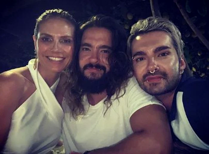 Heidi Klum, soțul ei, Tom, și fratele geamăn al acestuia, Bill