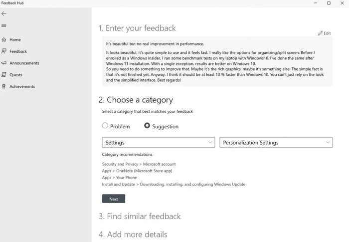 Microsoft Feedback Hub Windows 11