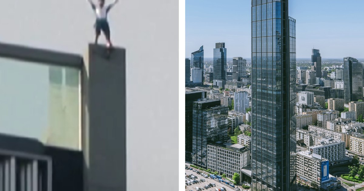 Cățărătorul Titouan Leduc arestat pe Varso Tower, Varșovia