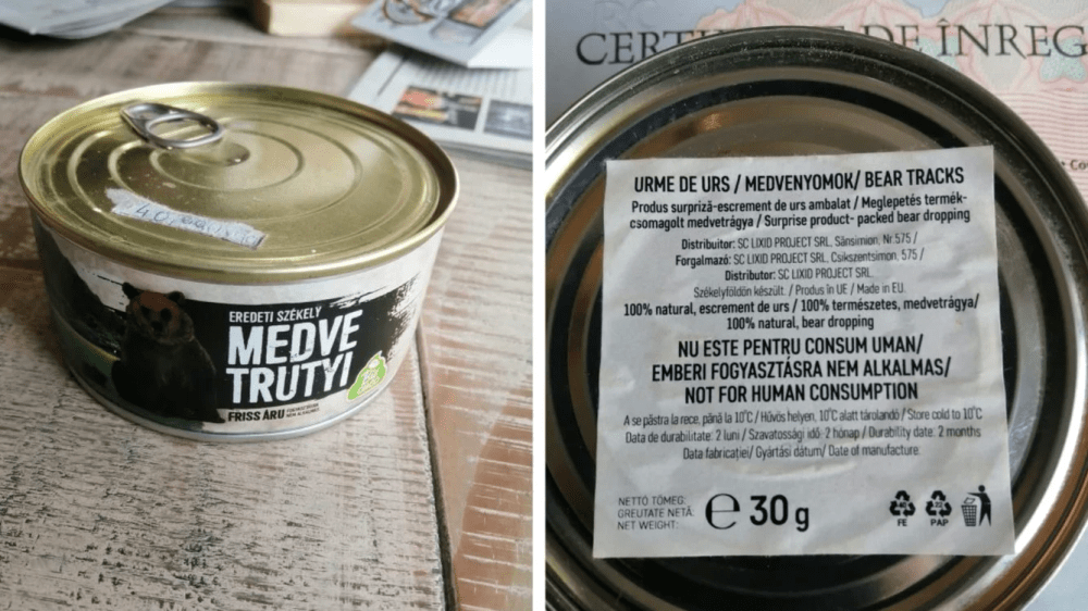Producătorul conservelor cu excremente de urs, amendat cu 40.000 de lei de Protecția Consumatorului. Produsul a fost scos de la comercializare 
