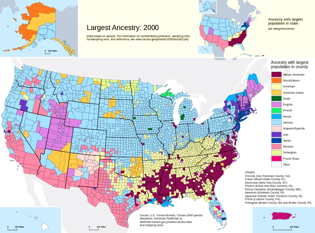 Census 2000 Data Top US Ancestries by County svg png png