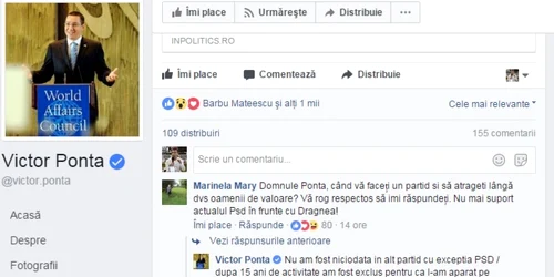 Victor Ponta mesaj Facebook