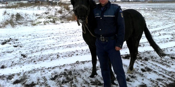 Şeful de post Robert Sîrbu din Bărăganu - Constanţa şi calul Zorro