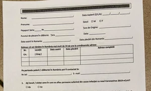 Acesta este chestionarul pe care pasagerii care vin din Italia trebuie să îl completeze în aeroporturile din România jpeg