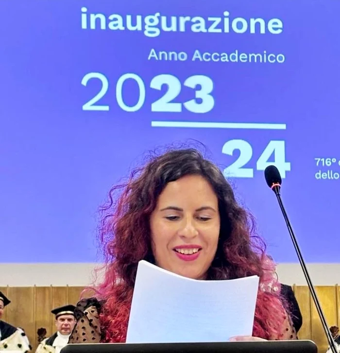 Ana-Maria Vătămanu la deschiderea oficială a anului universitar în Perugia FOTO arhiva personală