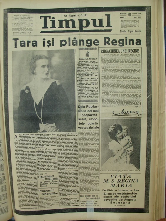Moartea Reginei Maria a provocat multă durere