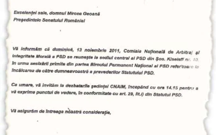 Mircea Geoană a fost invitat la şedinţa Comisiei de integritate la ora 14.15, oră la care era deja exclus din partid