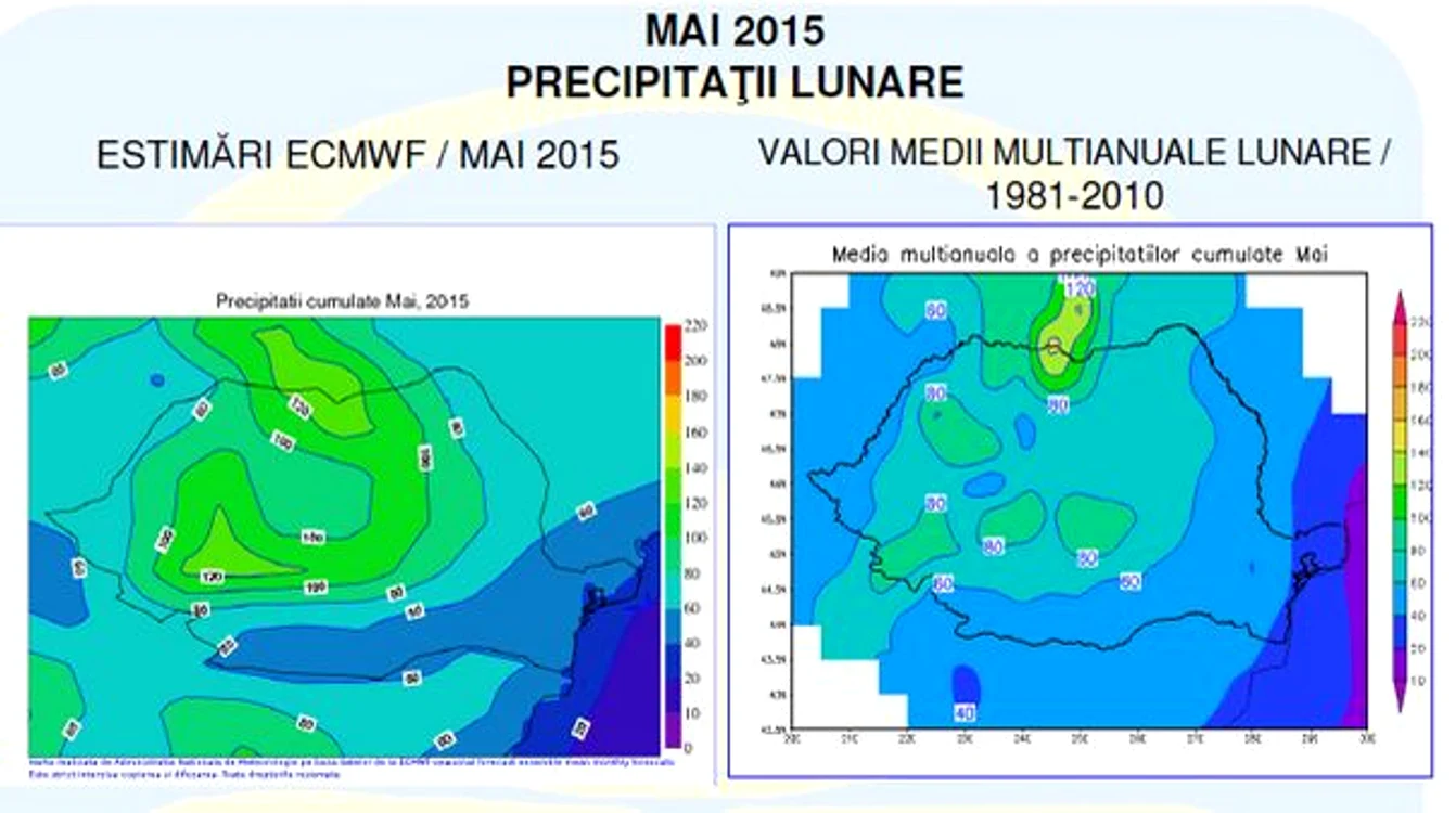 Prognoza meteo luna mai: harta precipitaţiilor