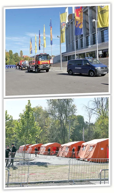 Curtea arenei a devenit o imensă tabără a salvatorilor