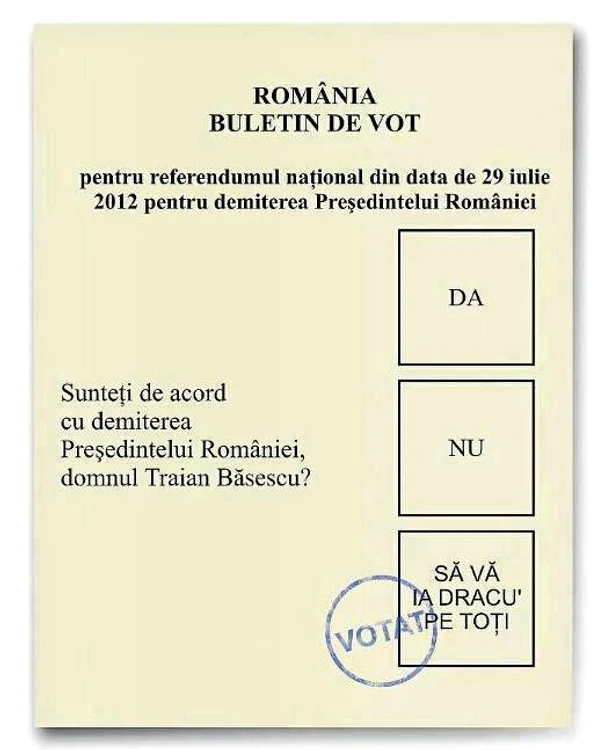 Buletinul de vot cu trei variante