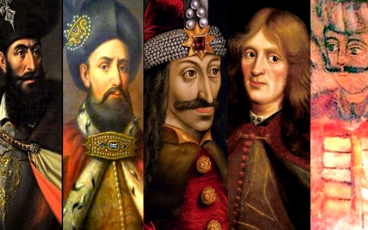 Mihai Viteazul, Constantin Brâncoveanu, Vlad Ţepeş, Ladislau Huniade şi Vlad Dracul.