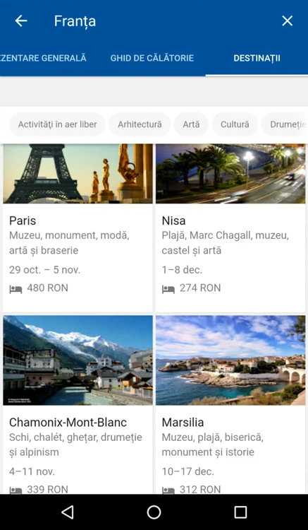 google destinatii