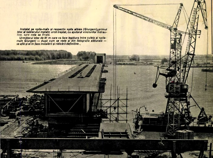 Lucrări la Podul de la Giurgeni. Foto: Flacăra, 1970