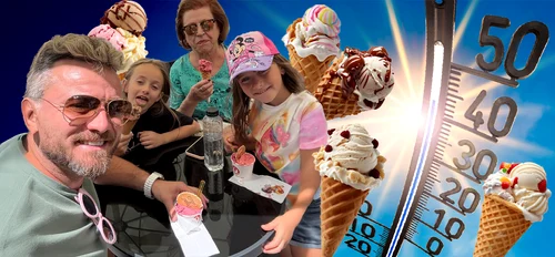 Tavi Clonda, alături de fiice și de mama lui, la o înghețată