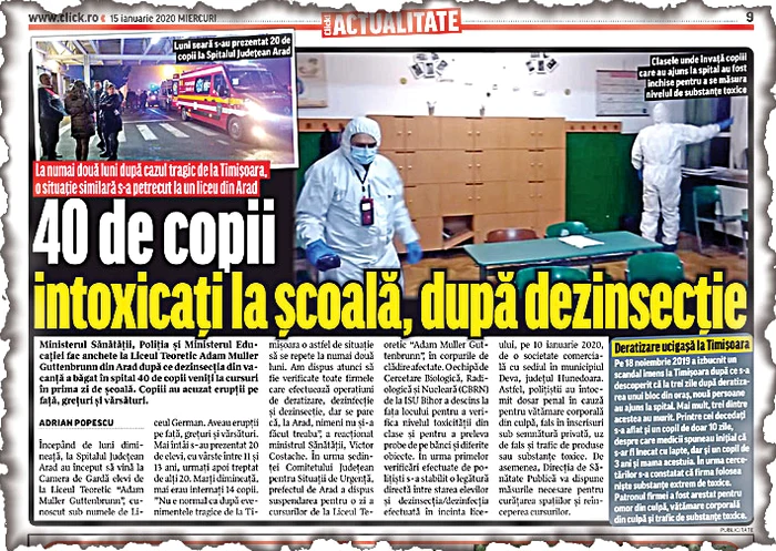 Click! a scris în ziarul  de ieri despre ”școala toxică” 