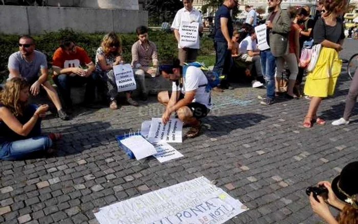 Protest în centrul Clujului. FOTO: citynews.ro