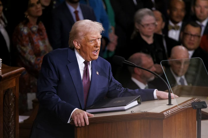 Trump în timpul discursului FOTO Profimedia
