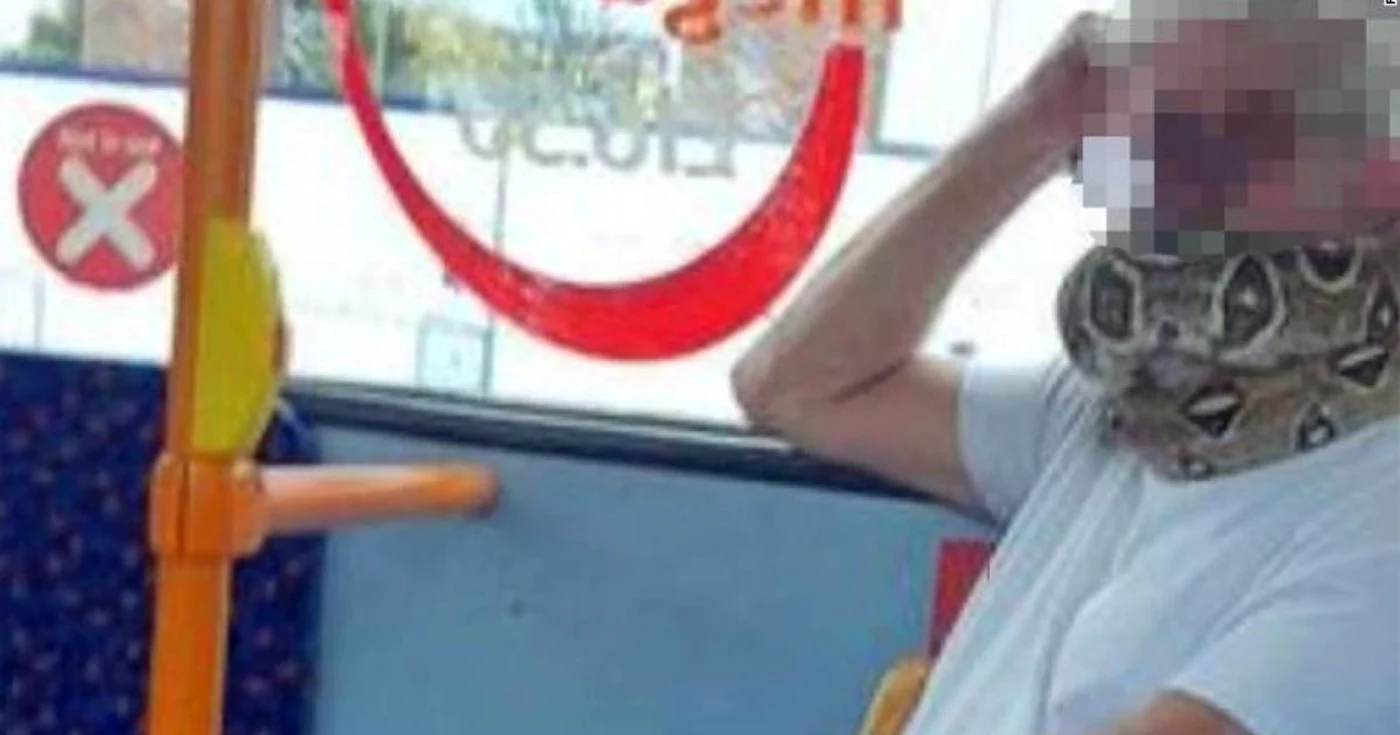 Bărbatul a ţinut o lungă perioadă şarpele încolăcit în jurul gâtului, FOTO captură video